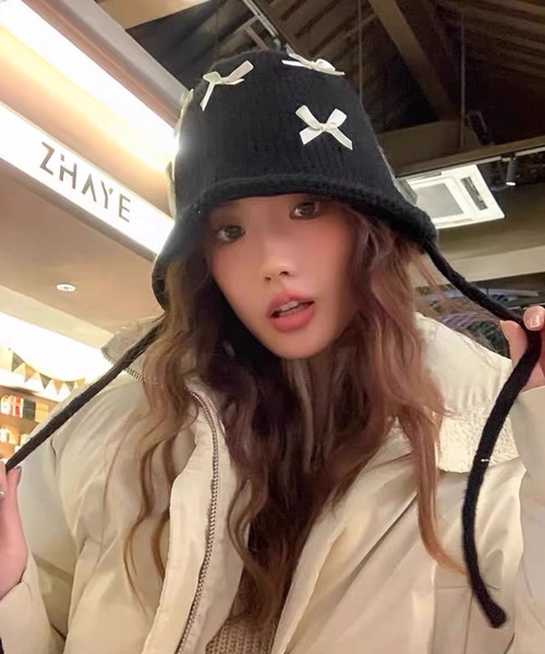 shopnikoniko（ショップにこにこ） ニット帽 ニットキャップ リボン