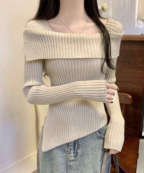 Sibra（シブラ） ニット セーター 2WAYオフショルダーニットトップス