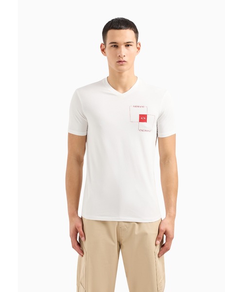 EMPORIO ARMANI ホワイト シャツ型Tシャツ ホワイト【Mサイズ】アルマーニ EMPORIO ARMANI 半袖Tシャツ