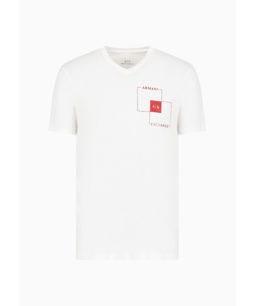 【ARMANI EXCHANGE】アルマーニ ロゴ半袖VネックTシャツ White A|X アルマーニ エクスチェンジ】＜オンライン限定＞AXロゴ 半袖