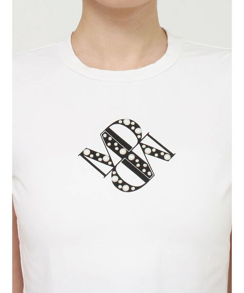 MERCURYDUO tシャツ クロップドパールロゴTシャツ レディース