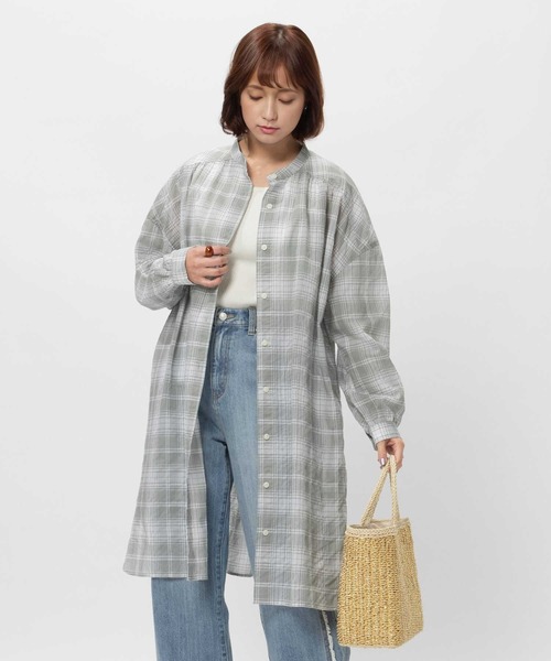 BACK NUMBER シャツワンピース 「BACK NUMBER」ライトポプリン長袖