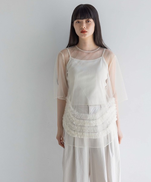 ブラウス シャツ チュールフリルチュニック　ＳＳ　129797 レディース ブラウス シャツ チュールフリルチュニック SS 129797