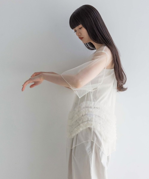 ブラウス シャツ チュールフリルチュニック　ＳＳ　129797 レディース ブラウス シャツ チュールフリルチュニック SS 129797