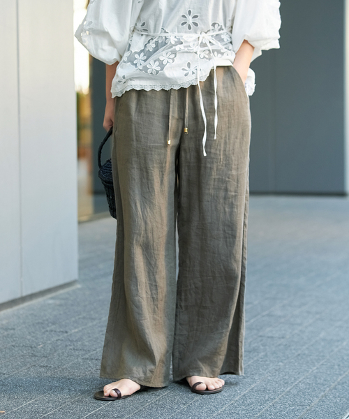 IENA LA BOUCLE パンツ 「追加」IENA リネンブロードイージーパンツ  