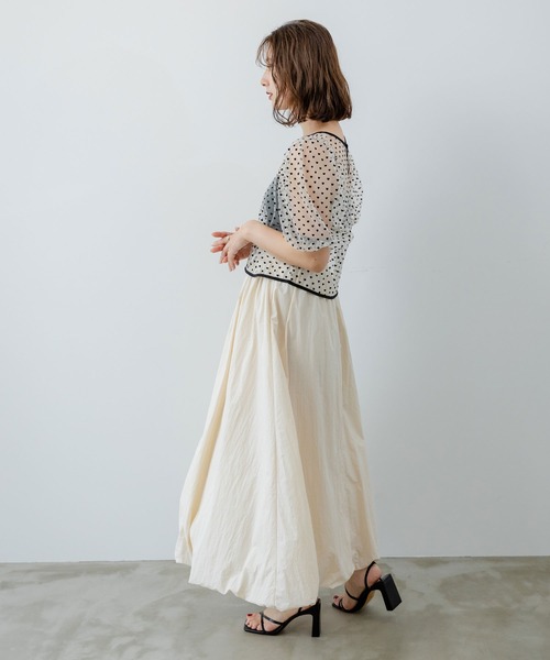 rectangle ブラウス シャツ ドット＆ハート柄シアーチュール