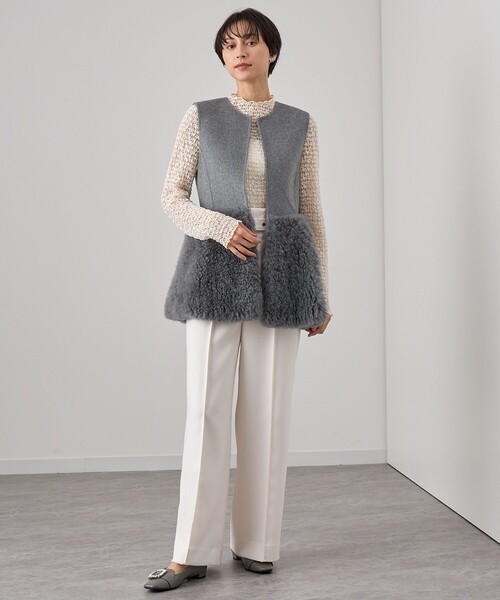 ANAYI（アナイ） ベスト ジレ ウールファーペプラムジレ レディース