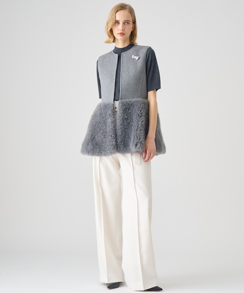 ANAYI（アナイ） ベスト ジレ ウールファーペプラムジレ レディース