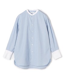 MACPHEE ブラウス シャツ コットンブロード バンドカラーシャツ