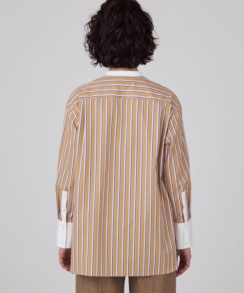 MACPHEE ブラウス シャツ コットンブロード バンドカラーシャツ