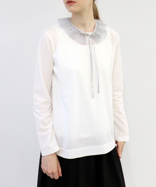 tシャツ 美しい綿の服「付け襟カットソー」 レディース
