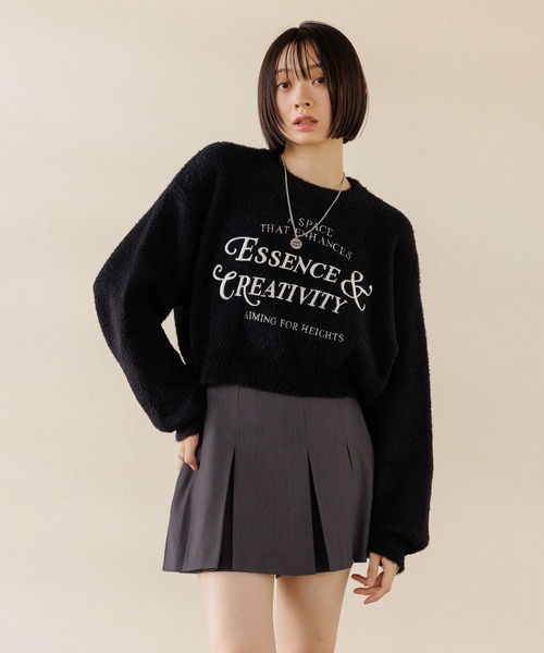 ニット セーター 「UNISEX/選べる着丈」カールヤーンロゴニット レディース メンズ Anui ニット セーター 「UNISEX/選べる着丈」カールヤーン
