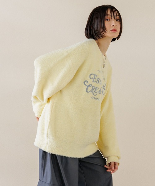 ニット セーター 「UNISEX/選べる着丈」カールヤーンロゴニット レディース メンズ Anui ニット セーター 「UNISEX/選べる着丈」カールヤーン