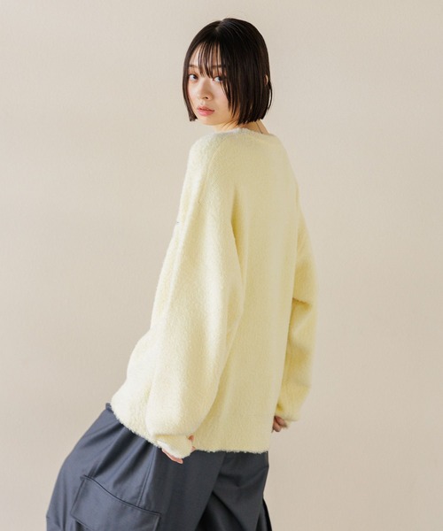 ニット セーター 「UNISEX/選べる着丈」カールヤーンロゴニット レディース メンズ Anui ニット セーター 「UNISEX/選べる着丈」カールヤーン