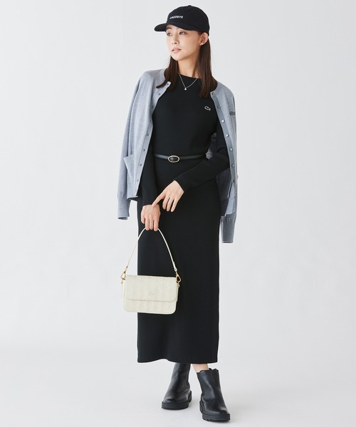 LACOSTE ワンピース コットンリブニットドレス / ニット