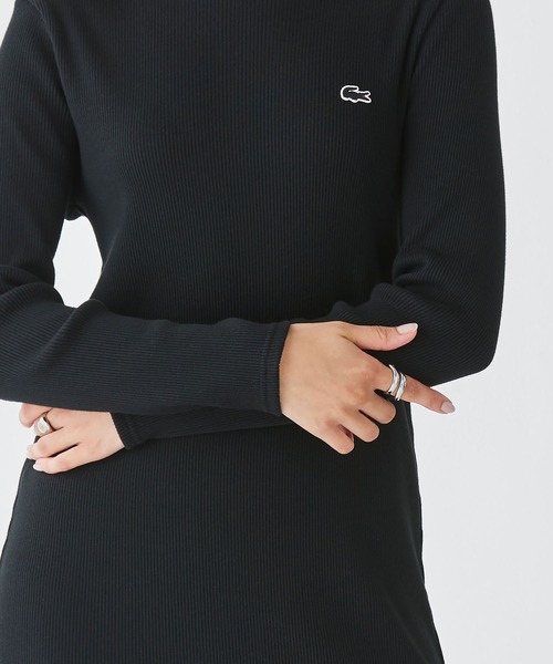 LACOSTE ワンピース コットンリブニットドレス / ニット