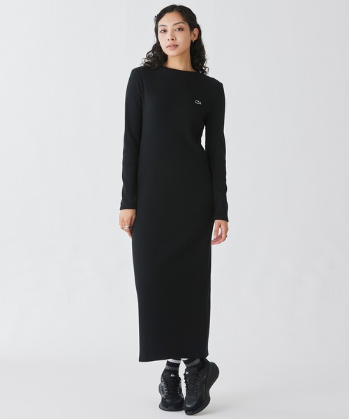 ラコステ　コットンリブニットドレス　34 ブラック LACOSTE（ラコステ） ワンピース コットンリブニットドレス / ニット