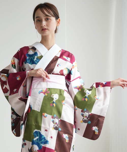 utatane 長襦袢 ニコアンティーク おもちゃばこ レッド レディース