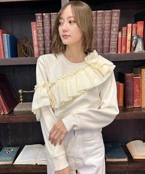 tシャツ ラッフルデザインプルオーバー レディース