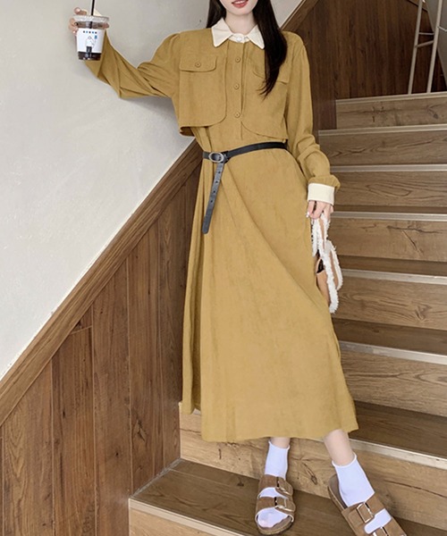 【美品】DIOR アイボリー コーデュロイ ワンピース ６（110） 長袖 Kuroba ワンピース 配色コーデュロイワンピース ベルト付き : ZOZOTOWN