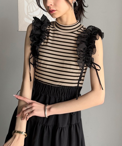 ノースリーブ フリル ワンピース★大人かわいい キュート お洒落 夏ワンピース ノースリーブフリルシフォンキッズ 女子ドレス
