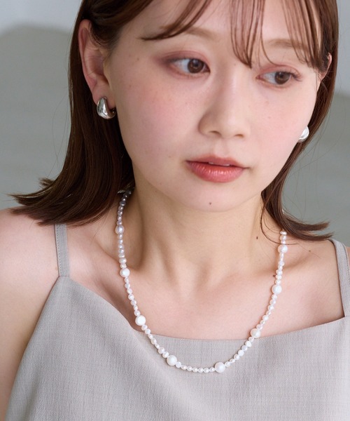 ネックレス 淡水パールマグネットネックレス レディースの画像