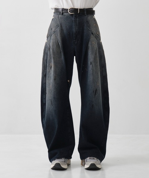 conz コンズ　25ss カーブデニム　ワイドレッグダークブルーデニム CONZ ジーンズ ダークウォッシュカーブデニム メンズ : ZOZOTOWN