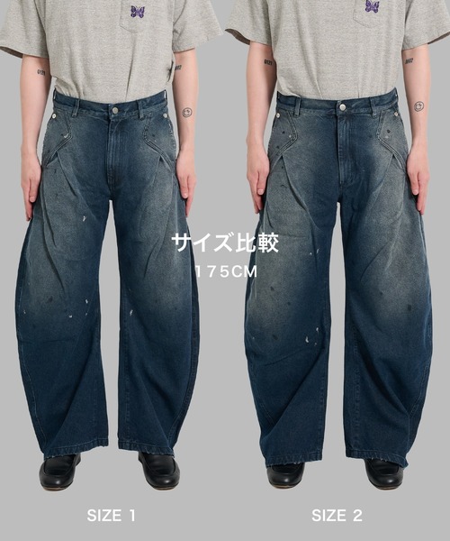 Conz ダークウォッシュカーブデニム　サイズ1 美品 CONZ ワイドパンツ ジーンズ ダークウォッシュカーブデニム メンズ