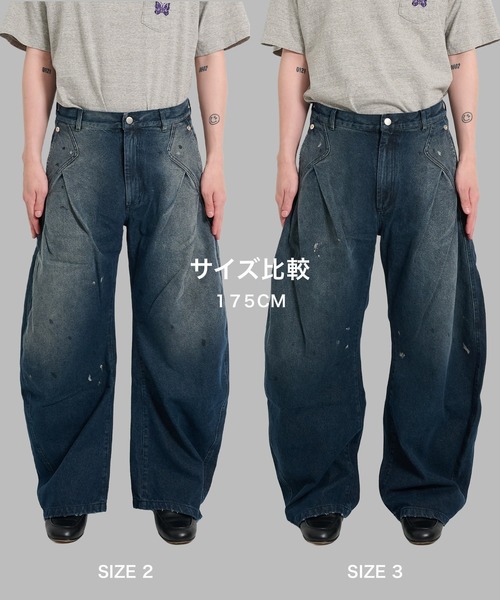 CONZ ワイドパンツ ジーンズ ダークウォッシュカーブデニム メンズ