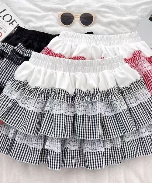 GEMEDA スカート ギンガムチェックティアードミニスカート : ZOZOTOWN