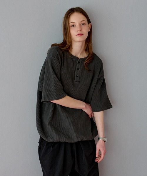 WETTEMPT tシャツ HENRY NECK PIGMENT WAFFLE TEE / ヘンリー