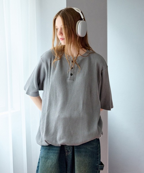 WETTEMPT tシャツ HENRY NECK PIGMENT WAFFLE TEE / ヘンリー