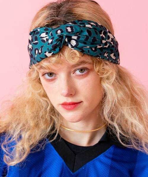 ヘアバンド an meets zakka レトロレオパードシフォンクロスヘア