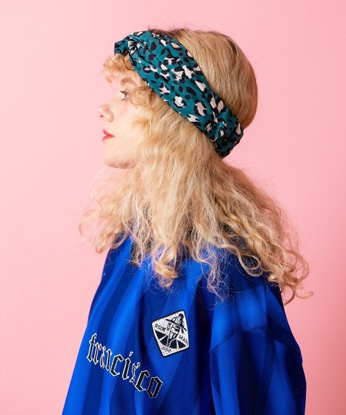 ヘアバンド an meets zakka レトロレオパードシフォンクロスヘア