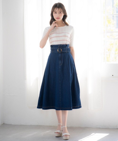 Noela♡大人可愛いフレア切替デニムスカート 楽天市場】【SALE／70%OFF】フレア切替デニムスカート Noela
