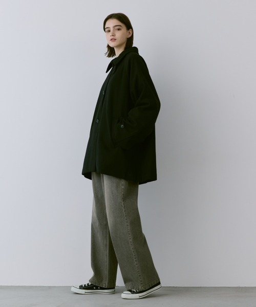 「flaner」 ステンカラーコート LARGE ダークブラウン レディース_画像2