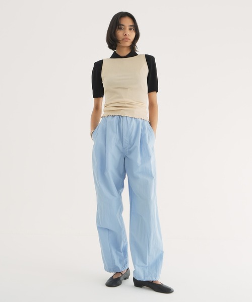 トップス CLANE BOAT NECK NO SLEEVE KNIT TOPS CLANE（クラネ） タンクトップ ノースリーブ BOAT NECK BACK OPEN KNIT