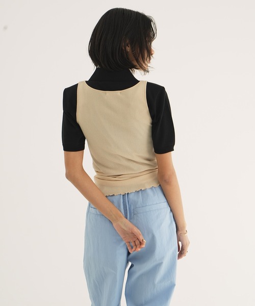CLANE（クラネ） タンクトップ ノースリーブ BOAT NECK RIB KNIT TANK