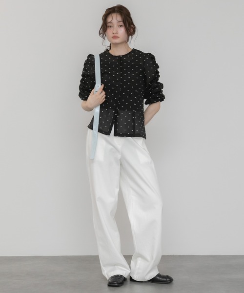 慈雨シャーリング　アシンメトリーブラウス HEILIS ブラウス シャツ 「original」ドットシャーリング