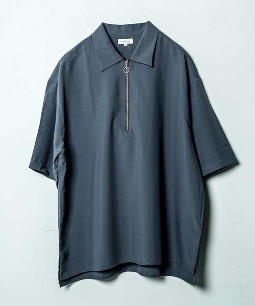 En serio TOKYO シャツ 半袖 半袖ハーフジップシャツ メンズ