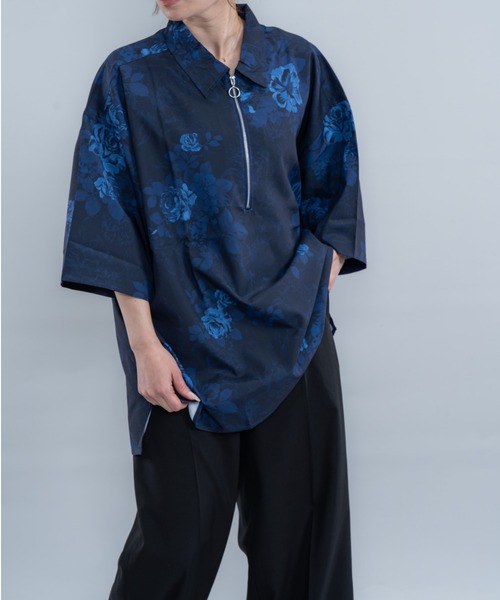 En serio TOKYO シャツ 半袖 半袖ハーフジップシャツ メンズ