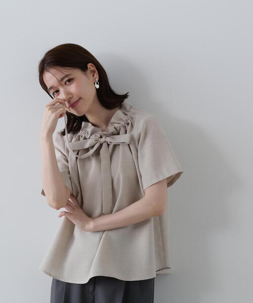 「N.（N. Natural Beauty Basic）」 半袖ブラウス MEDIUM ベージュ レディース