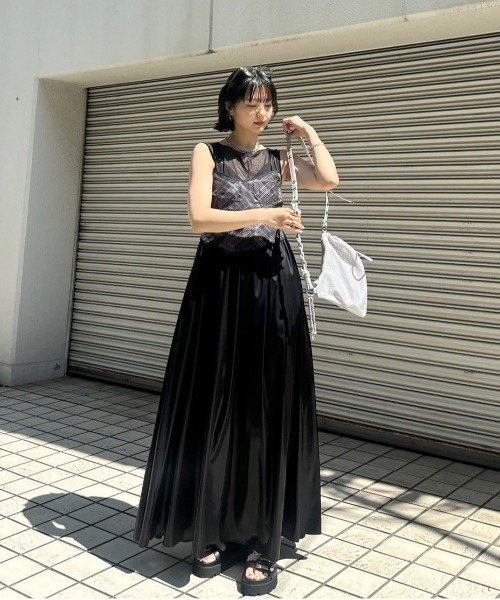 AMERIアメリ ワンピース Mサイズ ブラック スミクロ Ameri（アメリ） ワンピース MEDI LEATHER LIKE VOLUME CAMI DRESS