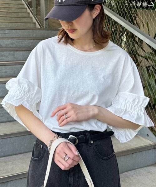 CIAOPANIC TYPY tシャツ 袖ギャザーフリルデザインカットソー
