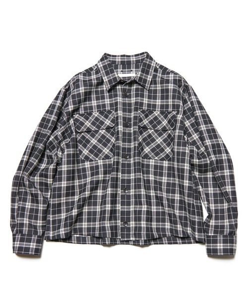 SOPHNET.（ソフネット） シャツ SAXONY WOOL CHECK LOGO PATCH SHIRT