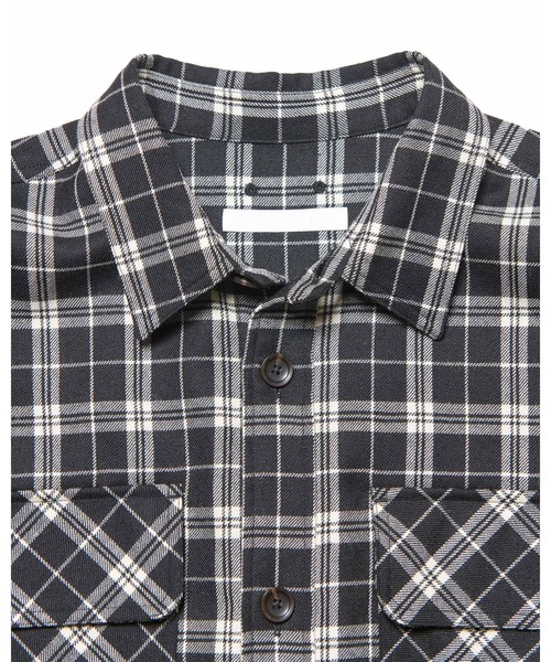 SOPHNET.（ソフネット） シャツ SAXONY WOOL CHECK LOGO PATCH SHIRT