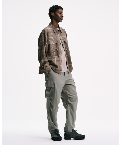 トップス SOPHNET. WOOLCHECK LOGO PATCH SHIRT 2(M) SOPHNET.（ソフネット） シャツ SAXONY WOOL CHECK LOGO PATCH SHIRT