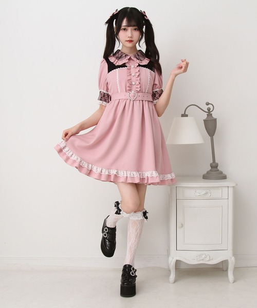 DearMyLove ワンピース キラキラビジューレース重ねワンピース