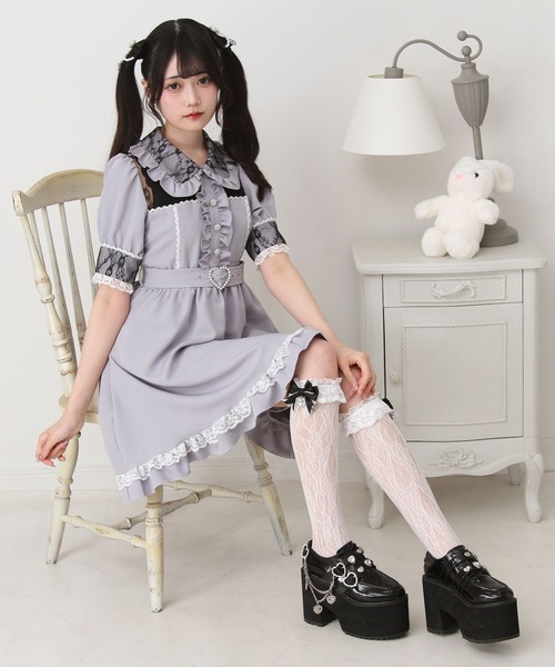 DearMyLove ワンピース キラキラビジューレース重ねワンピース