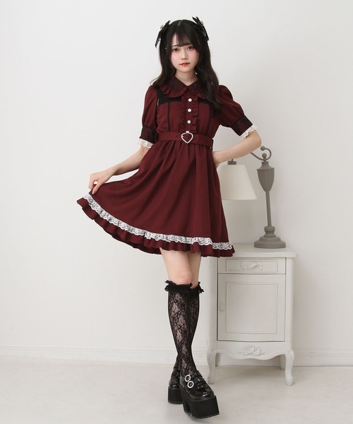 DearMyLove ワンピース キラキラビジューレース重ねワンピース